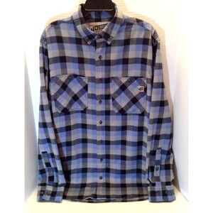 Duluth Trading Shirt Men LT Tall Blue Plaid Flannel 40 Grit Work Gorpcore Grunge